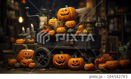 ハッピー・ハロウィンの絵：ちょっと怖いムードの精緻CG