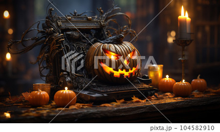 ハッピー・ハロウィンの絵：ちょっと怖いムードの精緻CG