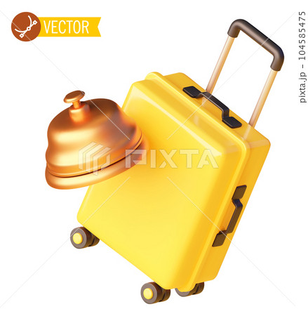 Vector travel suitcase and hotel bell 104585475