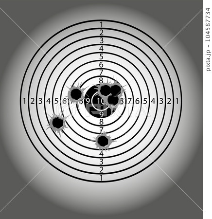 Targets life size with holes from bullets blank mocap for shooting from machine guns and pistols. Vector 104587734