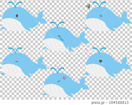 Set of 6 loose and cute whales Color 104588813