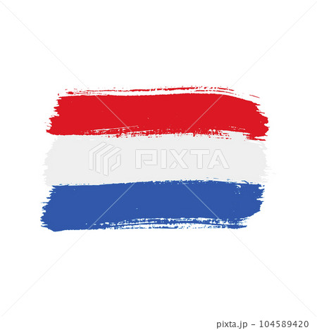 Netherlands colorful brush strokes painted national country flag icon. Netherlands colorful brush strokes painted national country flag icon. 104589420