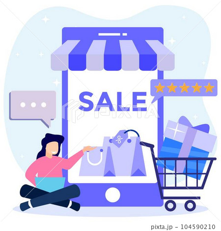 Illustration vector graphic cartoon character of online shopping Illustration vector graphic cartoon character of online shopping 104590210