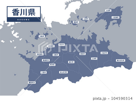 地図（地名入り）-香川県 104590314