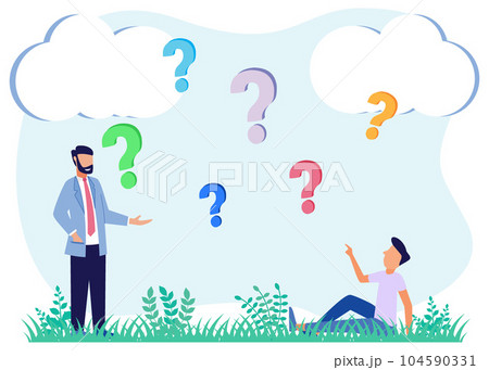 Illustration vector graphic cartoon character of answering questions 104590331