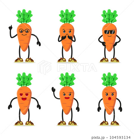 cute carrot different pose activity with many expression. used for sticker, poster, children story book. cute carrot different pose activity with many expression. used for sticker, poster, children story book. 104593134