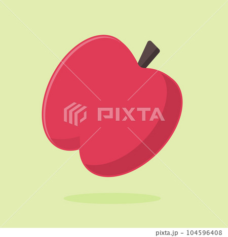 Vector red apple single image illustration fruit green background 104596408