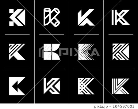 Set of abstract line letter K logo design branding. Modern initial K logo vector Set of abstract line letter K logo design branding. Modern initial K logo vector 104597003