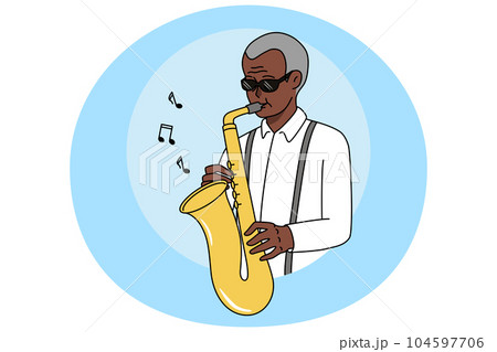 African American man play on saxophone African American man play on saxophone 104597706