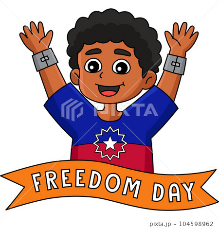 Afro Boy Juneteenth Freedom Day Cartoon Clipart  104598962