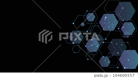 Background of hexagon geometric purple colored pattern bright. 104600557