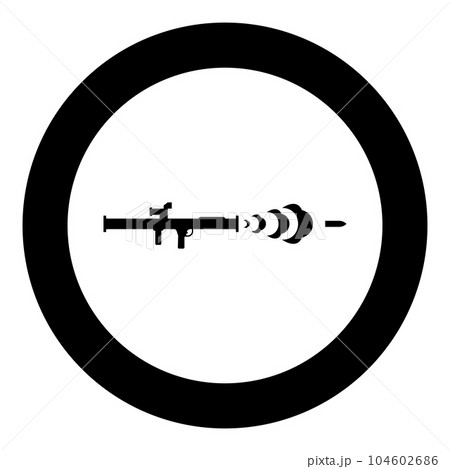 Shot from the bazouka anti tank system icon in circle round black color vector illustration image solid outline style 104602686