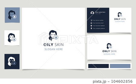 Oily skin logo design with editable slogan. Branding book and business card template. 104602856
