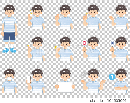 Little boy expression and gesture illustration material set Little boy expression and gesture illustration material set 104603091