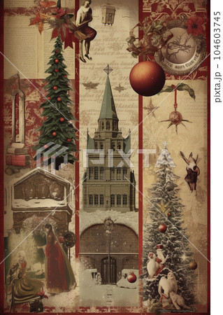 Generative ai. Creative Christmas collage 104603745