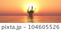 Oil platform in the sea at sunset 104605526