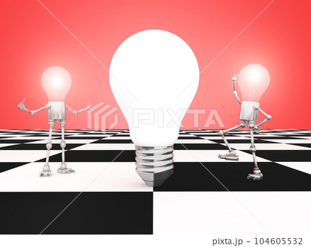 Two light bulb figures with a light bulb 104605532