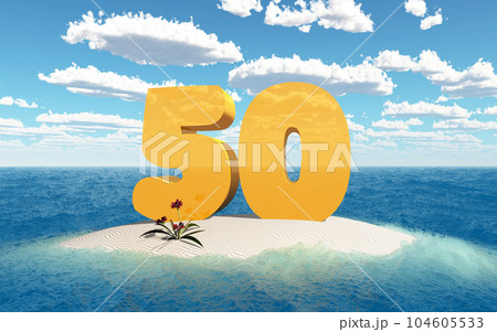The number 50 on an island in the sea The number 50 on an island in the sea 104605533