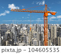 Construction crane and skyscrapers 104605535