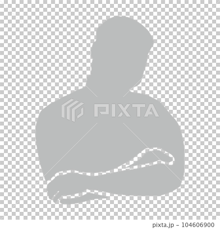 Senior man silhouette Pictogram thinking with arms crossed Gray 104606900