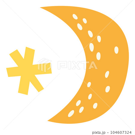 Yellow star and crescent in cute child decorative style Yellow star and crescent in cute child decorative style 104607324