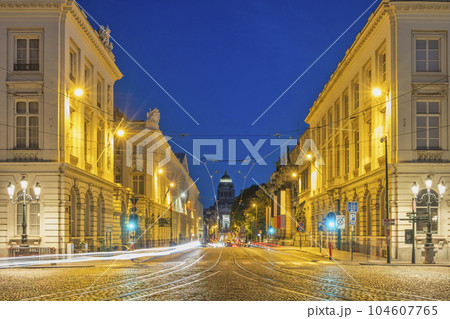 Brussels Belgium, night city skyline at Law Courts of Brussels (Palais de Justice) with traffic Brussels Belgium, night city skyline at Law Courts of Brussels (Palais de Justice) with traffic 104607765