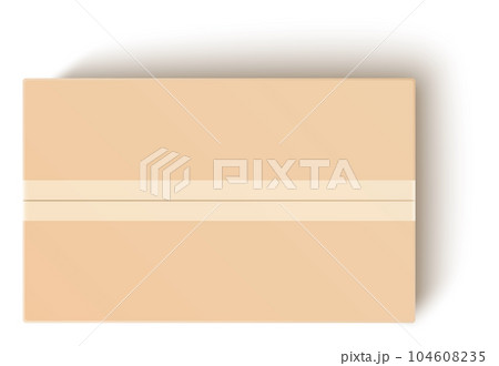 Sealed cardboard box top view. Blank realistic mockup Sealed cardboard box top view. Blank realistic mockup 104608235