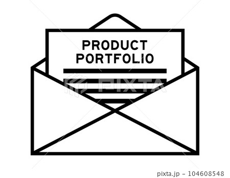 Envelope and letter sign with word product portfolio as the headline Envelope and letter sign with word product portfolio as the headline 104608548