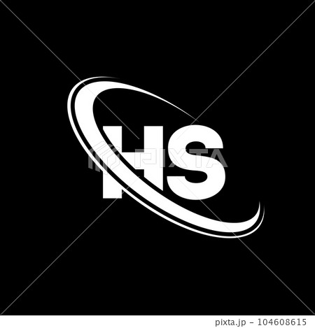 HS logo. H S design. White HS letter. HS/H S letter logo design. Initial letter HS linked circle uppercase monogram logo. 104608615