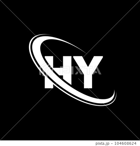 HY logo. H Y design. White HY letter. HY/H Y letter logo design. Initial letter HY linked circle uppercase monogram logo. 104608624