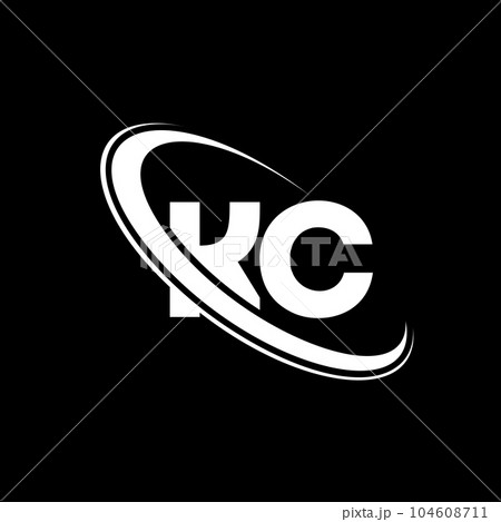 KC logo. K C design. White KC letter. KC/K C letter logo design. Initial letter KC linked circle uppercase monogram logo. 104608711