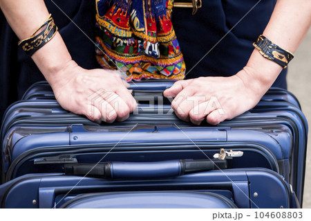 Suitcases in airport. Travel concept. 3d rendering. 104608803