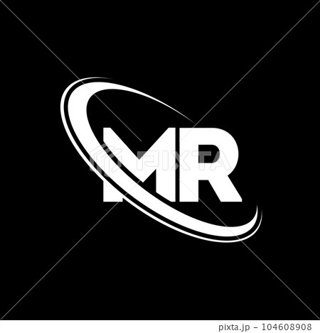 MR logo. M R design. White MR letter. MR/M R... - Stock 