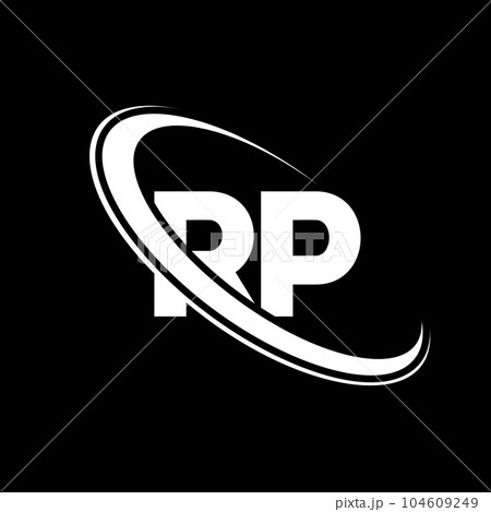 RP logo. R P design. White RP letter. RP/R P letter logo design. Initial letter RP linked circle uppercase monogram logo. 104609249