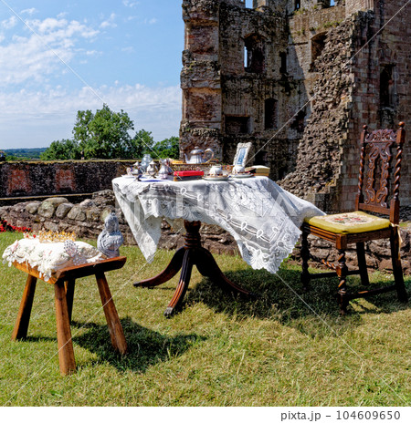 Victorian dinning table on Raglan Castle - Raglan, Monmouthshire, South Wales 104609650