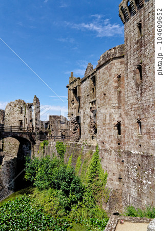 Raglan Castle in Summer, Raglan, Monmouthshire, South Wales, UK 104609652