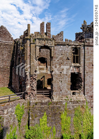 Raglan Castle in Summer, Raglan, Monmouthshire, South Wales, UK Raglan Castle in Summer, Raglan, Monmouthshire, South Wales, UK 104609748