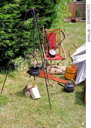 Old-fashioned weapons - Raglan Castle, Monmouthshire, South Wales 104609872