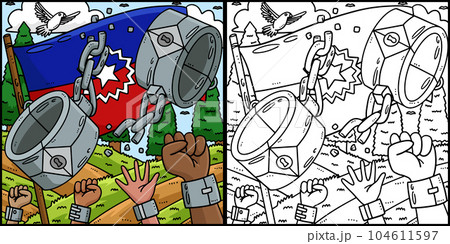 Juneteenth Broken Hand Shackles Illustration Juneteenth Broken Hand Shackles Illustration 104611597
