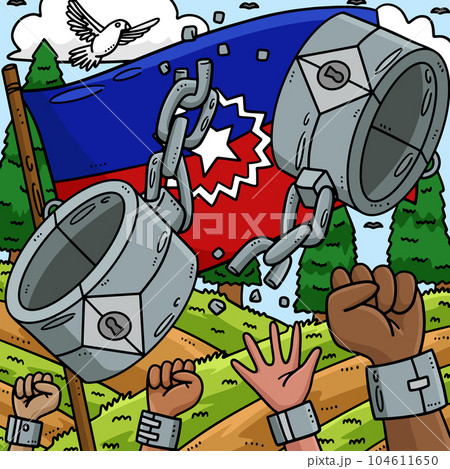 Juneteenth Broken Hand Shackles Colored Cartoon Juneteenth Broken Hand Shackles Colored Cartoon 104611650