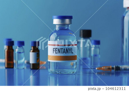 simulated vial of fentanyl 104612311
