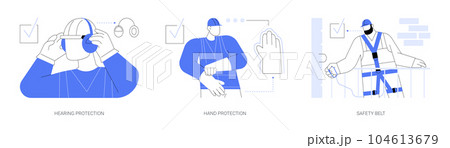 Personal protective equipment at construction site abstract concept vector illustrations. 104613679