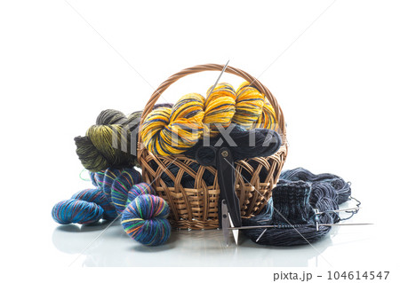 Colored threads, knitting needles and other items for hand knitting Colored threads, knitting needles and other items for hand knitting 104614547