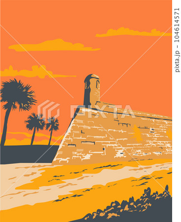 Fort Marion in St Augustine Florida USA WPA Poster Art 104614571