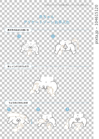 赤ちゃんケア：おまた 男の子 104615120