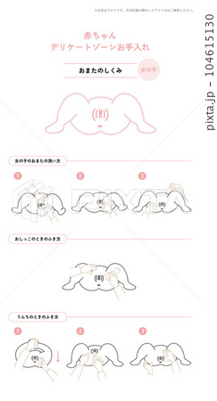 赤ちゃんケア：おまた 女の子 104615130