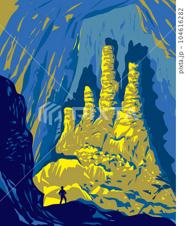 Hang Son Doong Cave Interior in Phong Nha-Ke Bang National Park Vietnam WPA Art Deco Poster 104616282