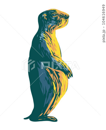 Prairie Dog Standing Side View WPA Poster Art Prairie Dog Standing Side View WPA Poster Art 104616949