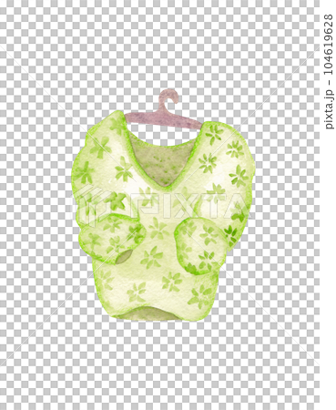 Light green wool sweater with a plunging neckline. Watercolor isolated illustration for your design 104619628