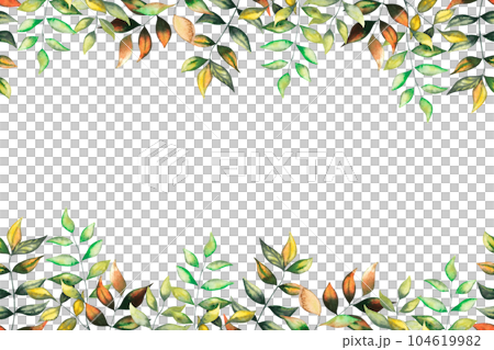 Seamless border on both sides with watercolor autumn wild forest leaves and blueberry herbs hand drawn illustration on white background. Pattern for the design of business cards, price tags, postcards Seamless border on both sides with watercolor autumn wild forest leaves and blueberry herbs hand drawn illustration on white background. Pattern for the design of business cards, price tags, postcards 104619982